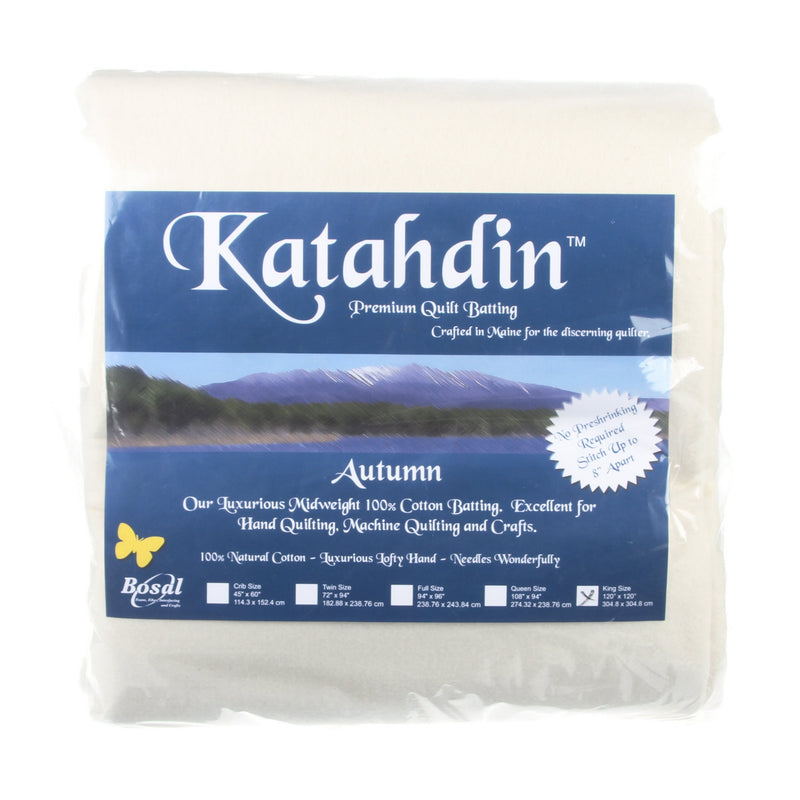 Katahdin Premium 100% Cotton Batting 4oz 120in x 120in