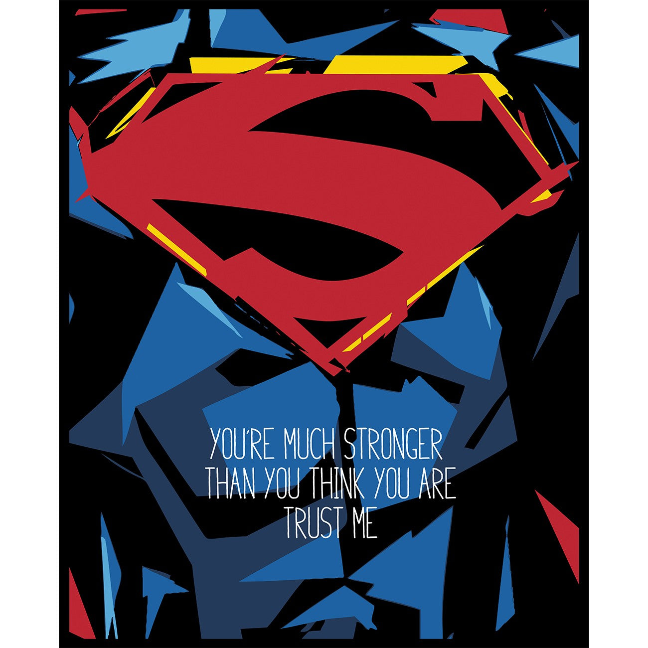 Fat Quarter Superman Stronger Than You Think Quote 4pc