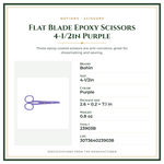 Product Specifications – Flat Blade Epoxy Scissors 4-1/2in Purple