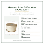 Product Specifications – Natural Rope 3/16in Mini Spool 200ft