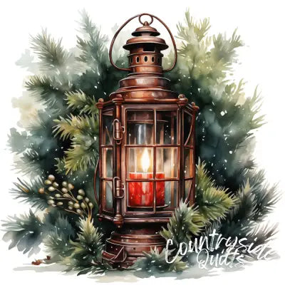 Winter Lantern 7 Fabric Panel