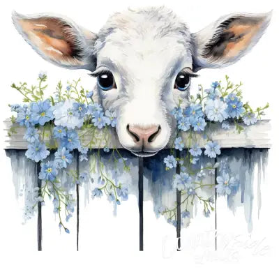 Light Blue Farm Animals Fabric Panel 3