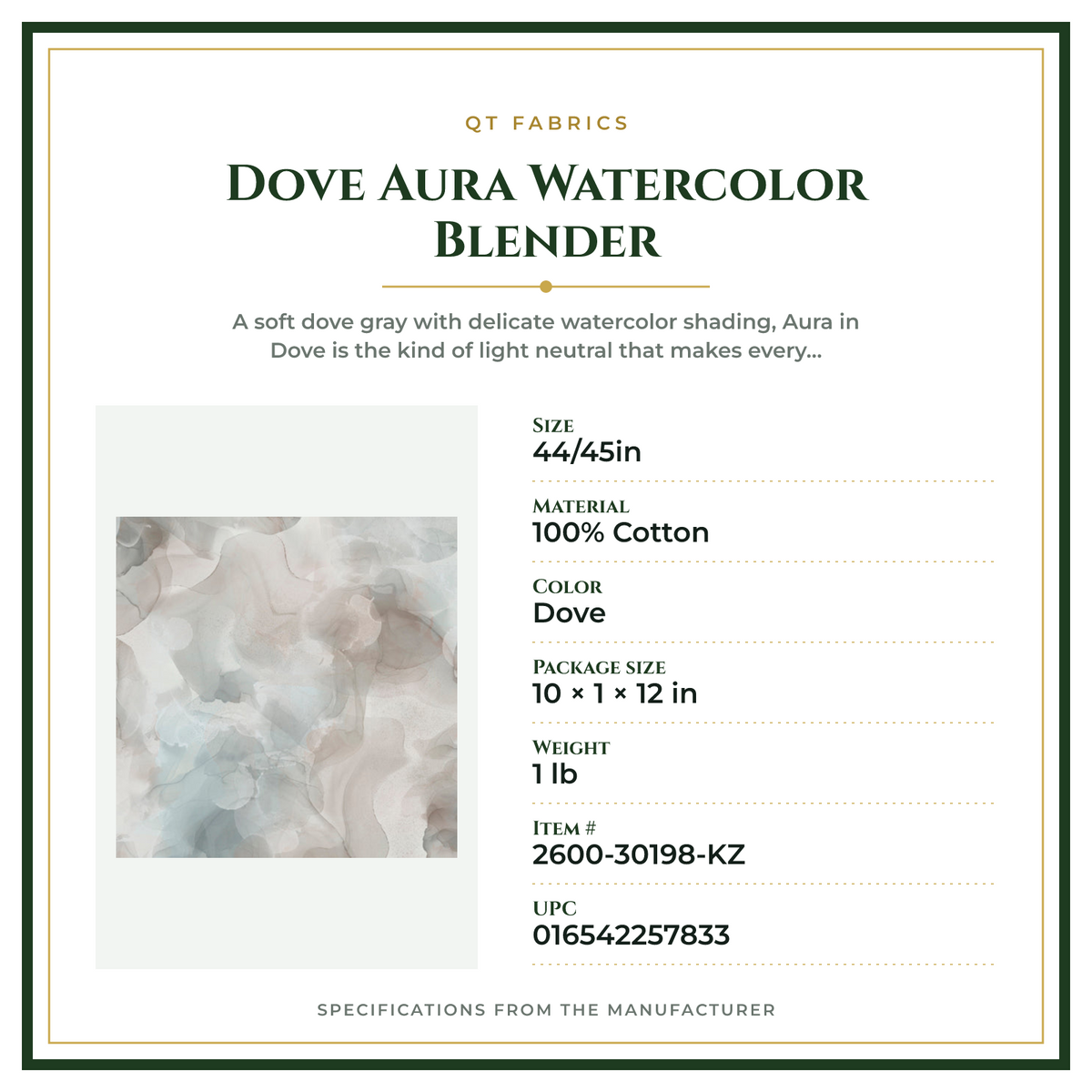 Product Specifications – Dove Aura Watercolor Blender