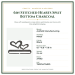 Product Specifications – 6in Stitched Hearts Split Bottom Charcoal