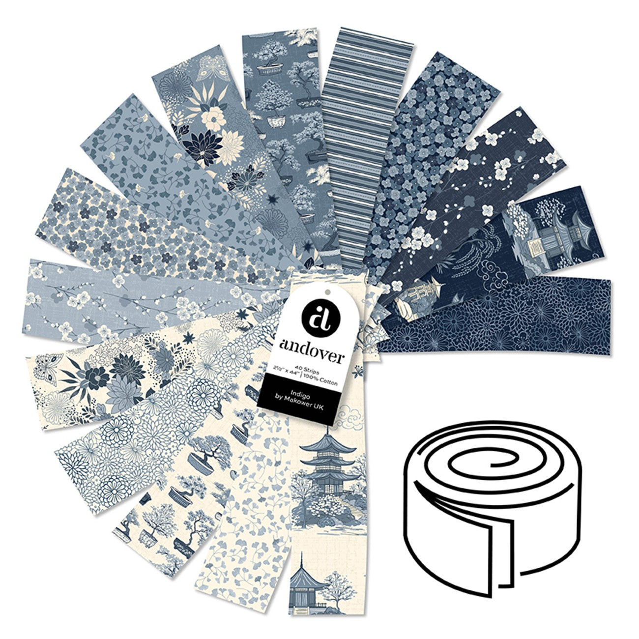 Indigo - 2.5 Inch Strip Roll - 40 Cuts Each