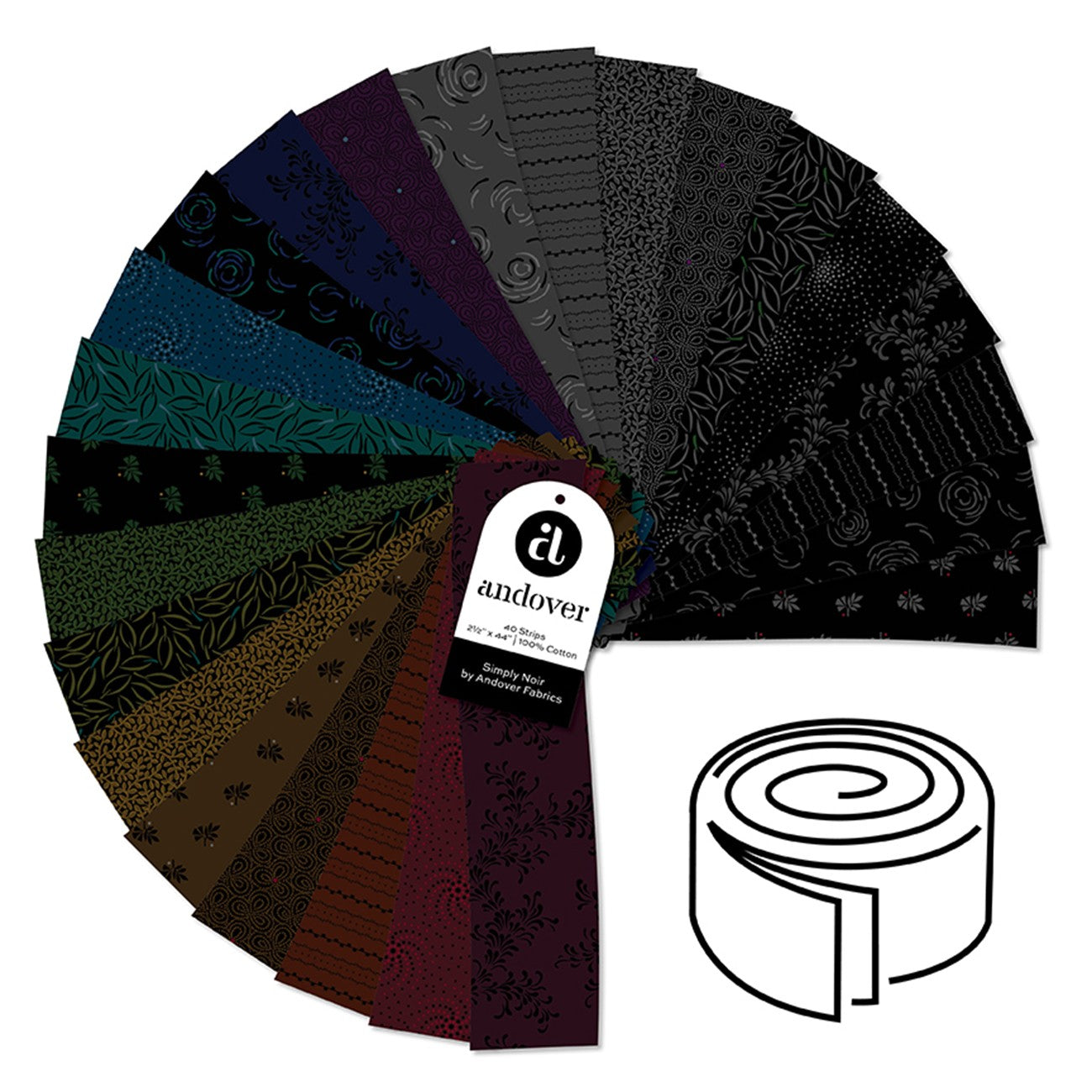 Simply Noir - 2.5 Inch Strip Roll - 40 Cuts Each