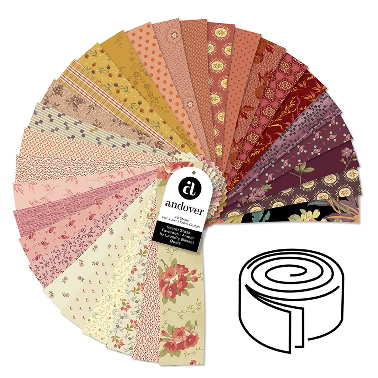 Amber - 2.5 Inch Strip Roll - 40 Cuts Each