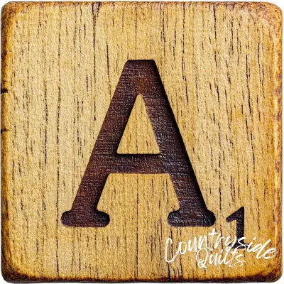 Wood Letter A Blocks Fabric Panel