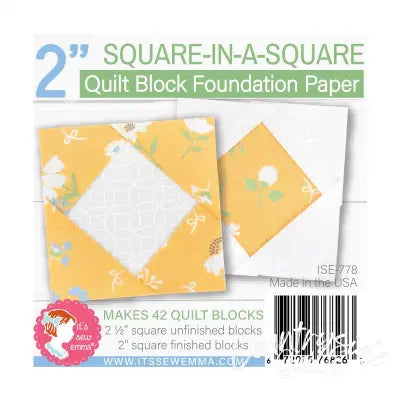 2in Square in a Square Quilt Block Foundation Paper
