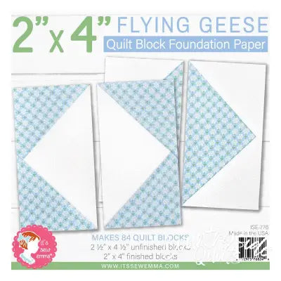 2in x 4in Flying Geese Quilt Block Foundation Paper