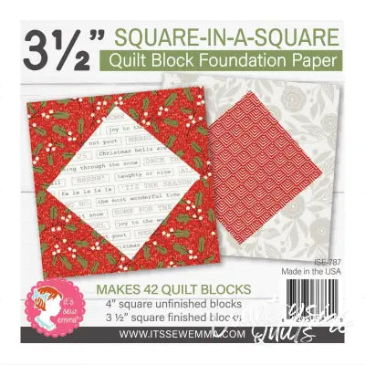 3.5in Square in a Square Quilt Block Foundation Paper