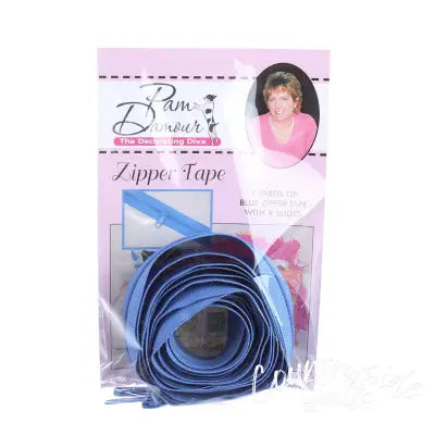 3 yards of Reversible Coil Zipper Tape with 8 Slides Blue