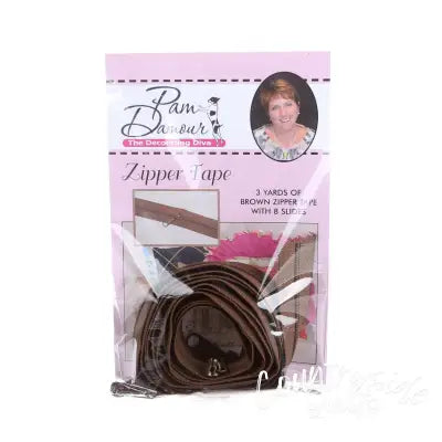 3 yards of Reversible Coil Zipper Tape with 8 Slides Brown