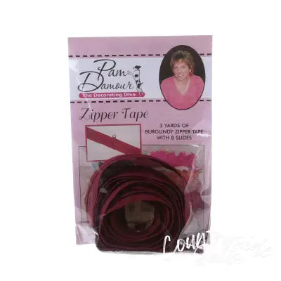 3 yards of Reversible Coil Zipper Tape with 8 Slides Burgundy