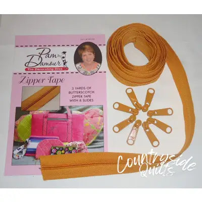 3 yards of Reversible Coil Zipper Tape with 8 Slides Butterscotch