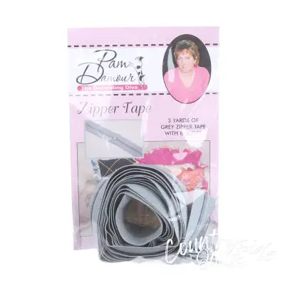 3 yards of Reversible Coil Zipper Tape with 8 Slides Grey