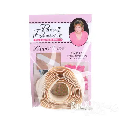 3 yards of Reversible Coil Zipper Tape with 8 Slides Ivory