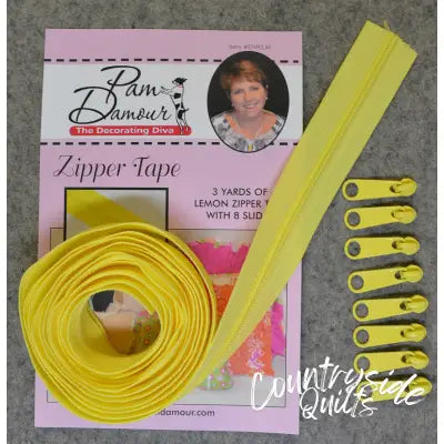 3 yards of Reversible Coil Zipper Tape with 8 Slides Lemon
