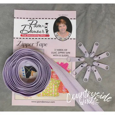 3 yards of Reversible Coil Zipper Tape with 8 Slides Lilac