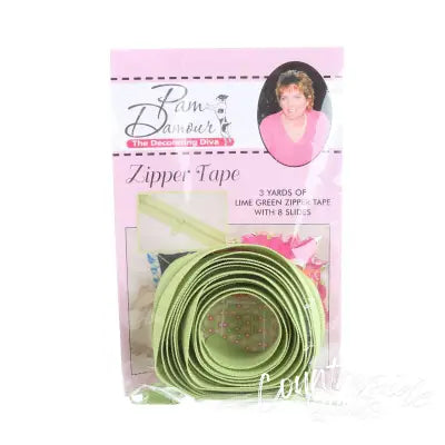 3 yards of Reversible Coil Zipper Tape with 8 Slides Lime