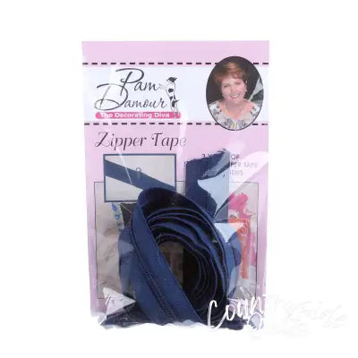 3 yards of Reversible Coil Zipper Tape with 8 Slides Navy