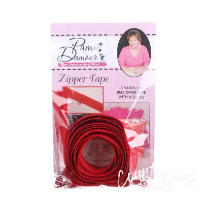 3 yards of Reversible Coil Zipper Tape with 8 Slides Red