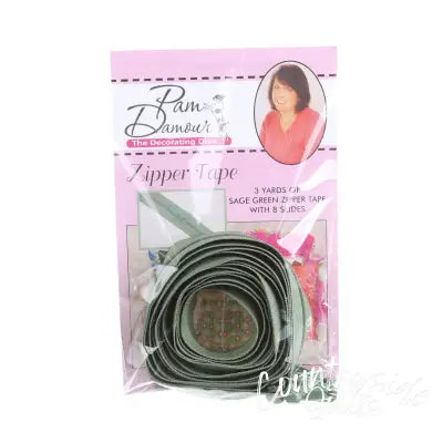 3 yards of Reversible Coil Zipper Tape with 8 Slides Sage