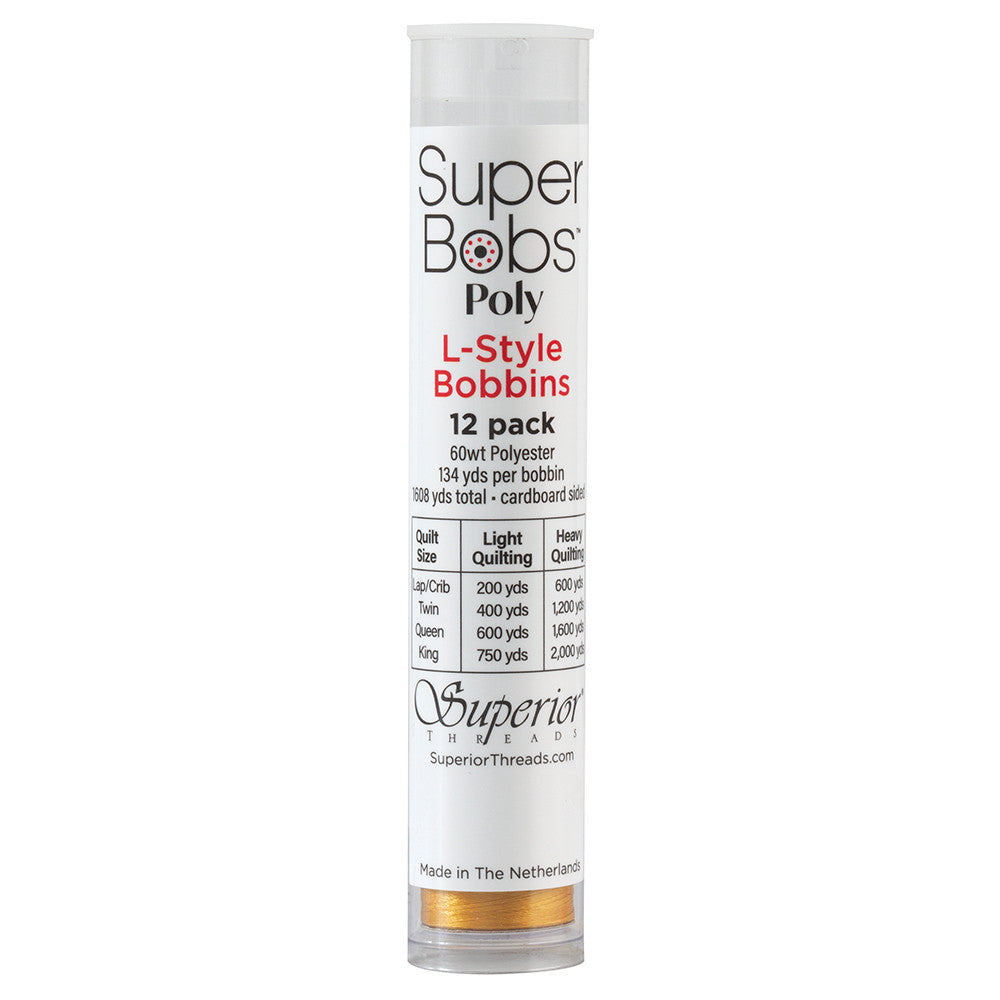 SuperBobs Polyester Bobbin 12pk L-Style Gold