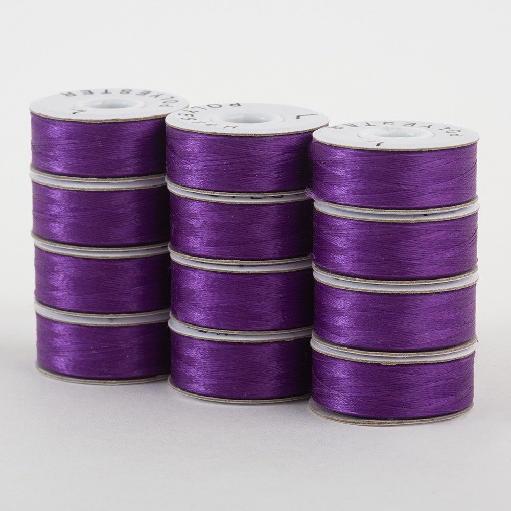SuperBobs Polyester Bobbin 12pk L-Style Dark Purple