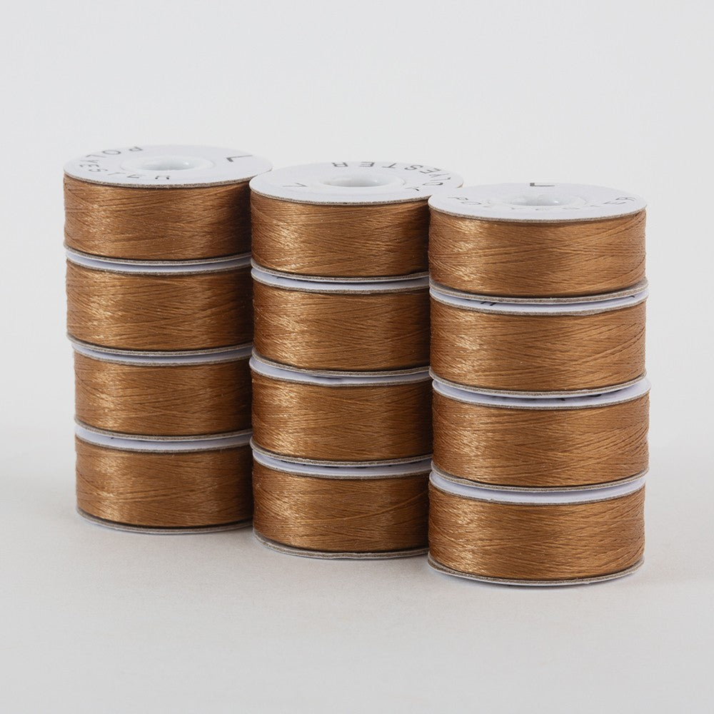 SuperBobs Polyester Bobbin 12pk L-Style Medium Brown