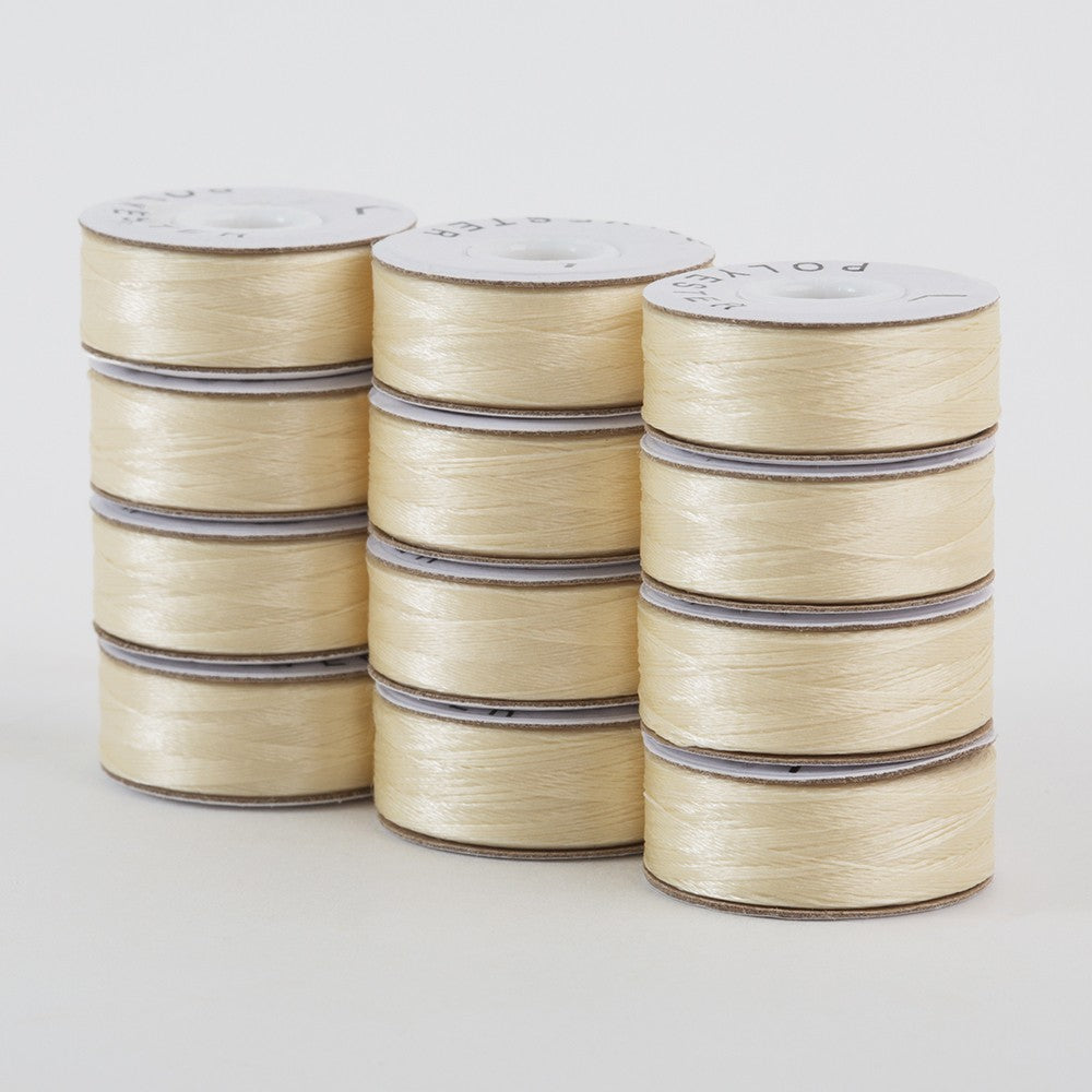 SuperBobs Polyester Bobbin 12pk L-Style Cream