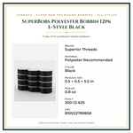 Product Specifications – SuperBobs Polyester Bobbin 12pk L-Style Black
