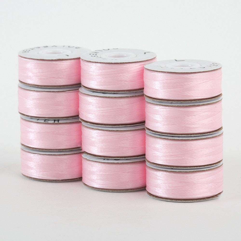 SuperBobs Polyester Bobbin 12pk L-Style Baby Pink