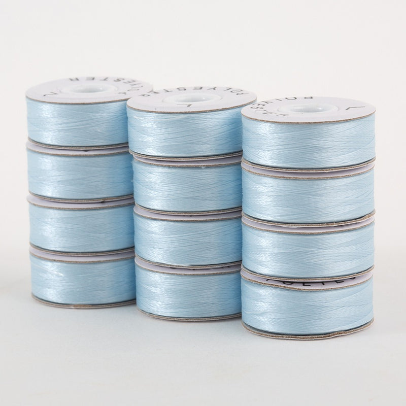 SuperBobs Polyester Bobbin 12pk L-Style Baby Blue