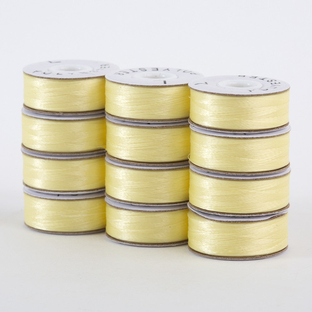 SuperBobs Polyester Bobbin 12pk L-Style Light Yellow