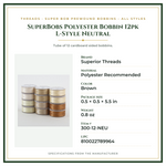 Product Specifications – SuperBobs Polyester Bobbin 12pk L-Style Neutral