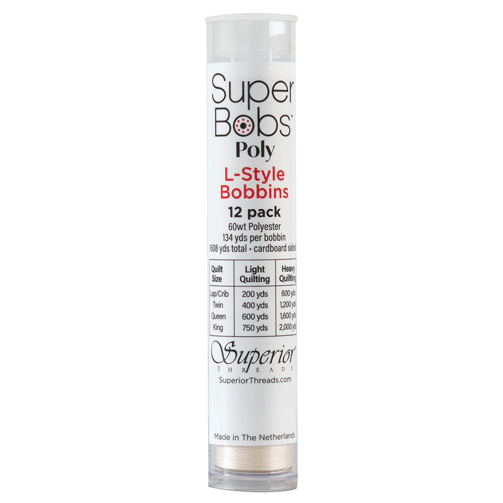 SuperBobs Polyester Bobbin 12pk L-Style Neutral