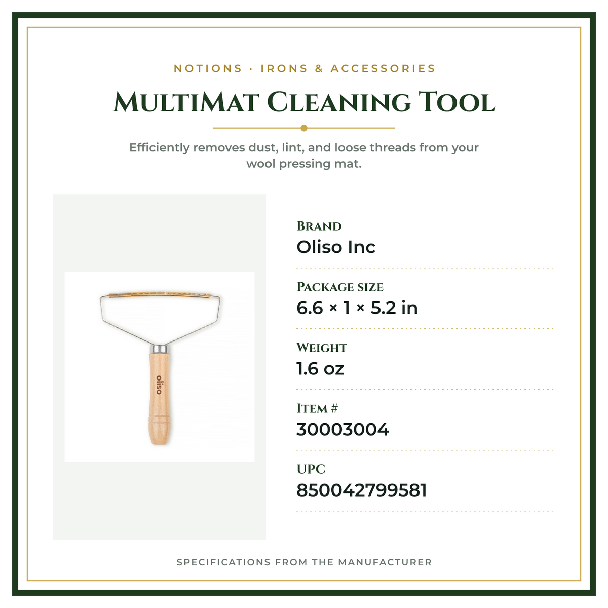 Product Specifications – MultiMat Cleaning Tool
