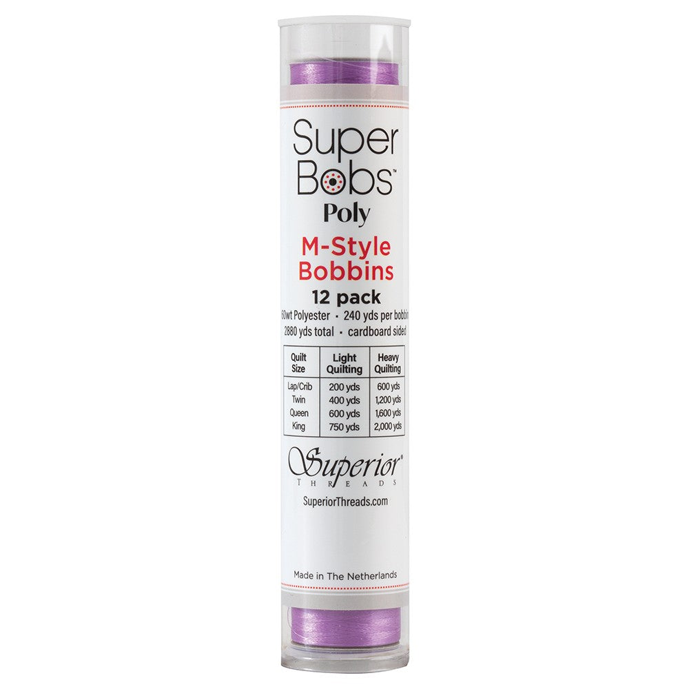 SuperBobs Polyester Bobbin 12pk M-Style Light Purple