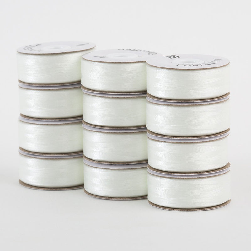 SuperBobs Polyester Bobbin 12pk M-Style Natural White