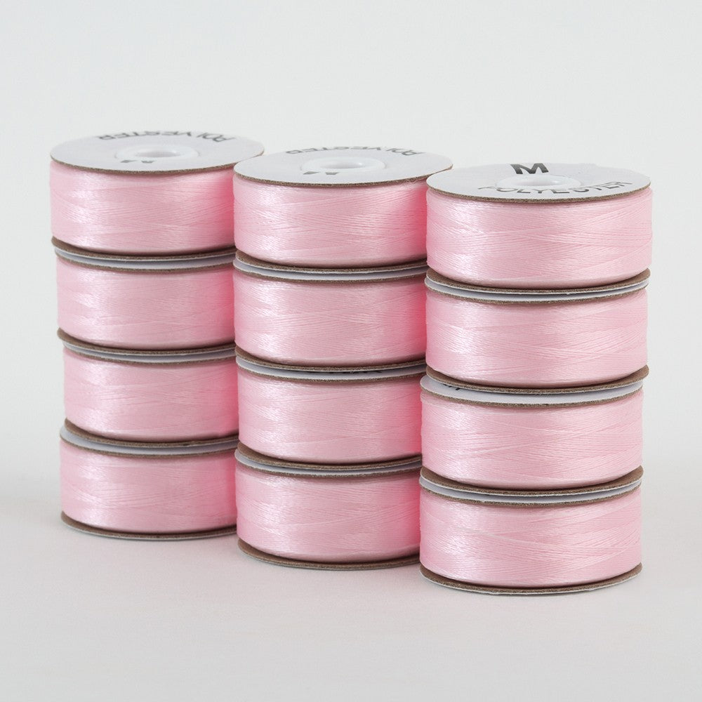 SuperBobs Polyester Bobbin 12pk M-Style Baby Pink