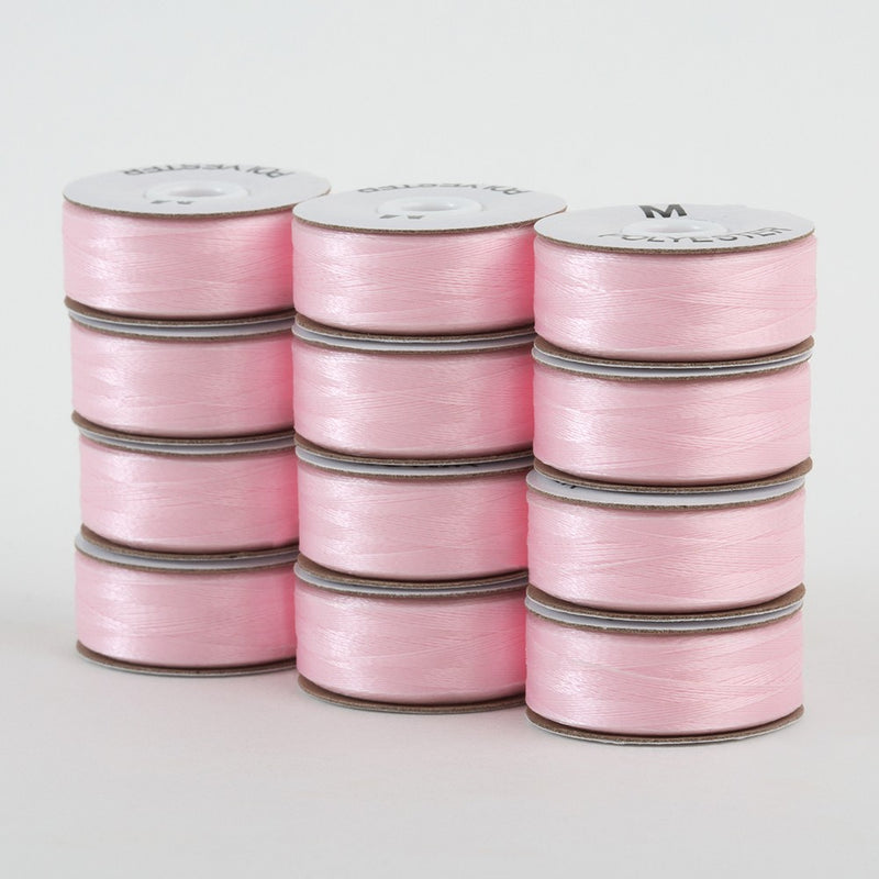 SuperBobs Polyester Bobbin 12pk M-Style Baby Pink