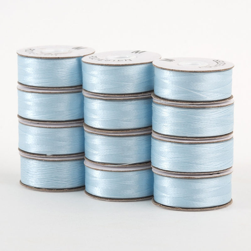 SuperBobs Polyester Bobbin 12pk M-Style Baby Blue