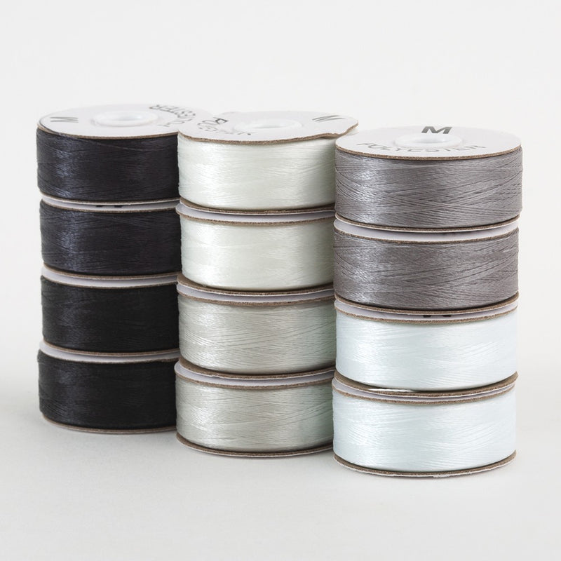 SuperBobs Polyester Bobbin 12pk M-Style Monochrome