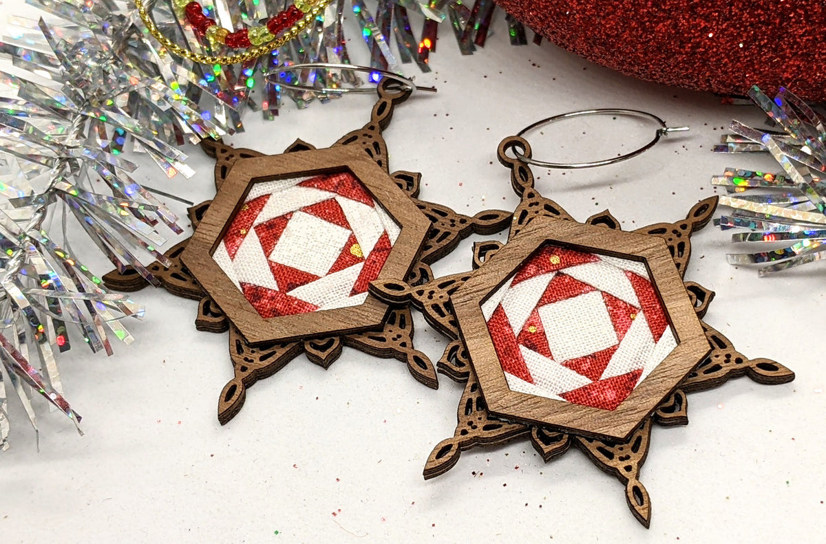 Christmas Snowflake Earring Walnut