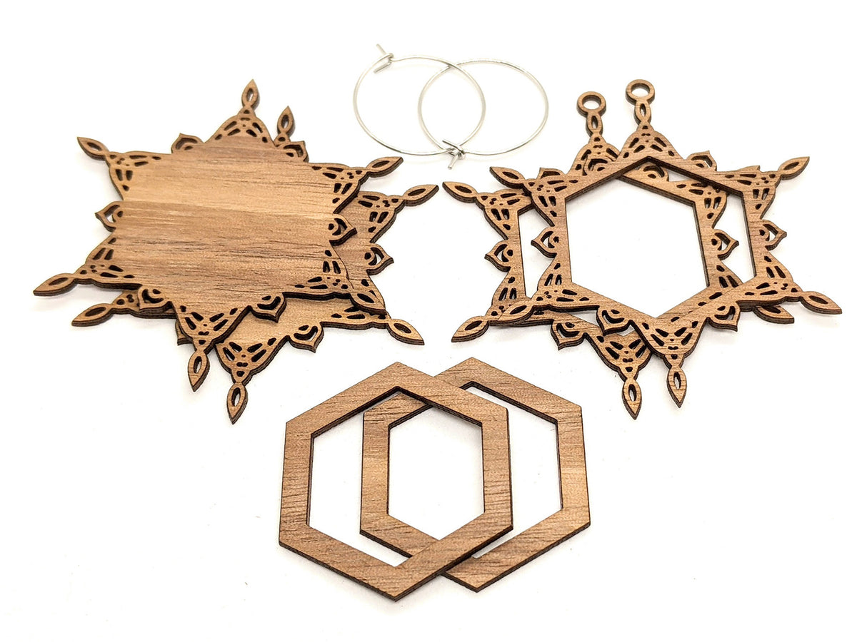 Christmas Snowflake Earring Walnut