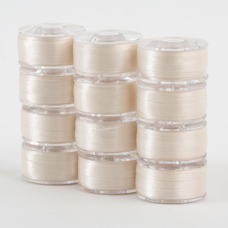 SuperBobs Polyester Bobbin 12pk Class 15 Off White