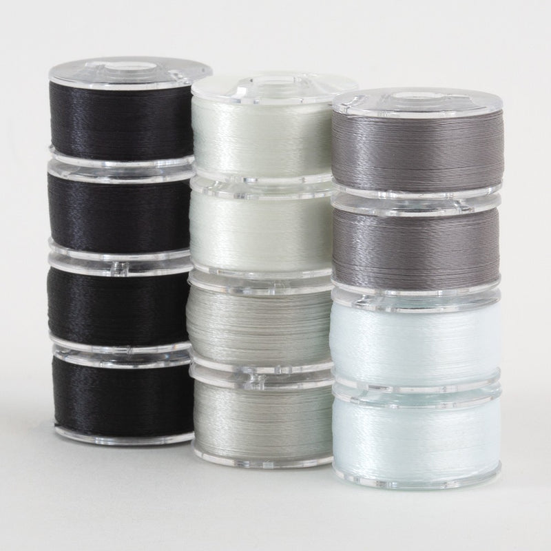 SuperBobs Polyester Bobbin 12pk Class 15 Monochrome