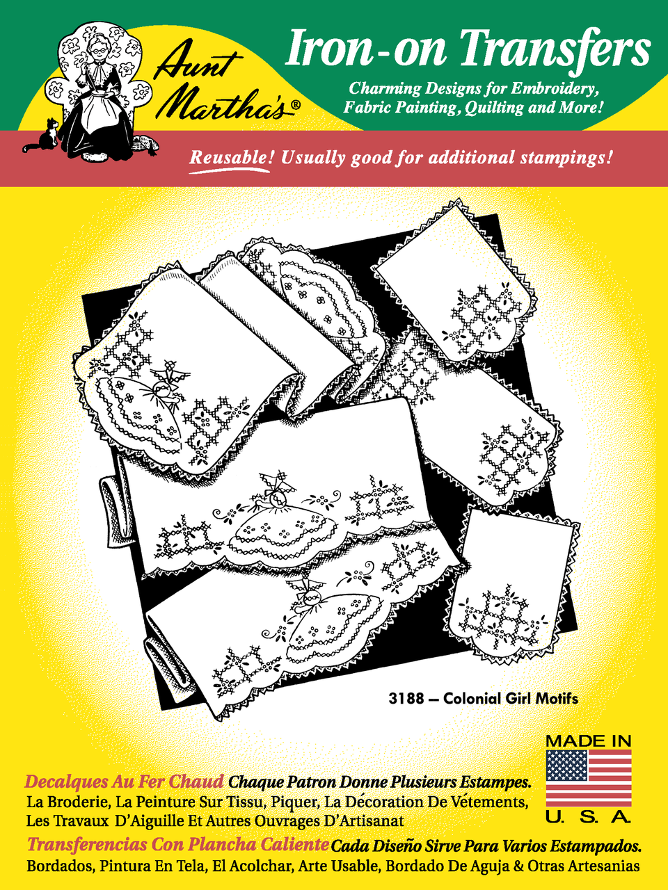 Aunt Martha's #3188 Colonial Girl Motifs