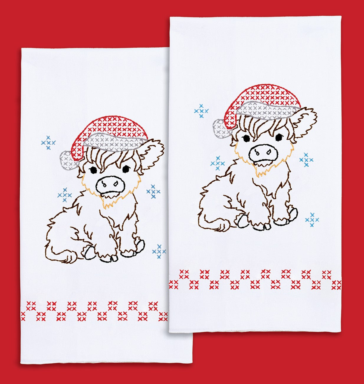 Christmas Highland Cows Decorative Hand Towels